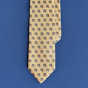Ermenegildo Zegna Gold Grey Geometric Silk Tie Men's Luxury